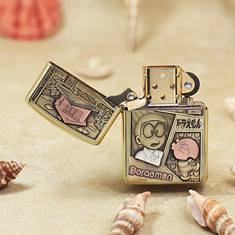Zippo Heavy-duty Premium Shine Bronze 'Doraemon & Nobita' - CC26