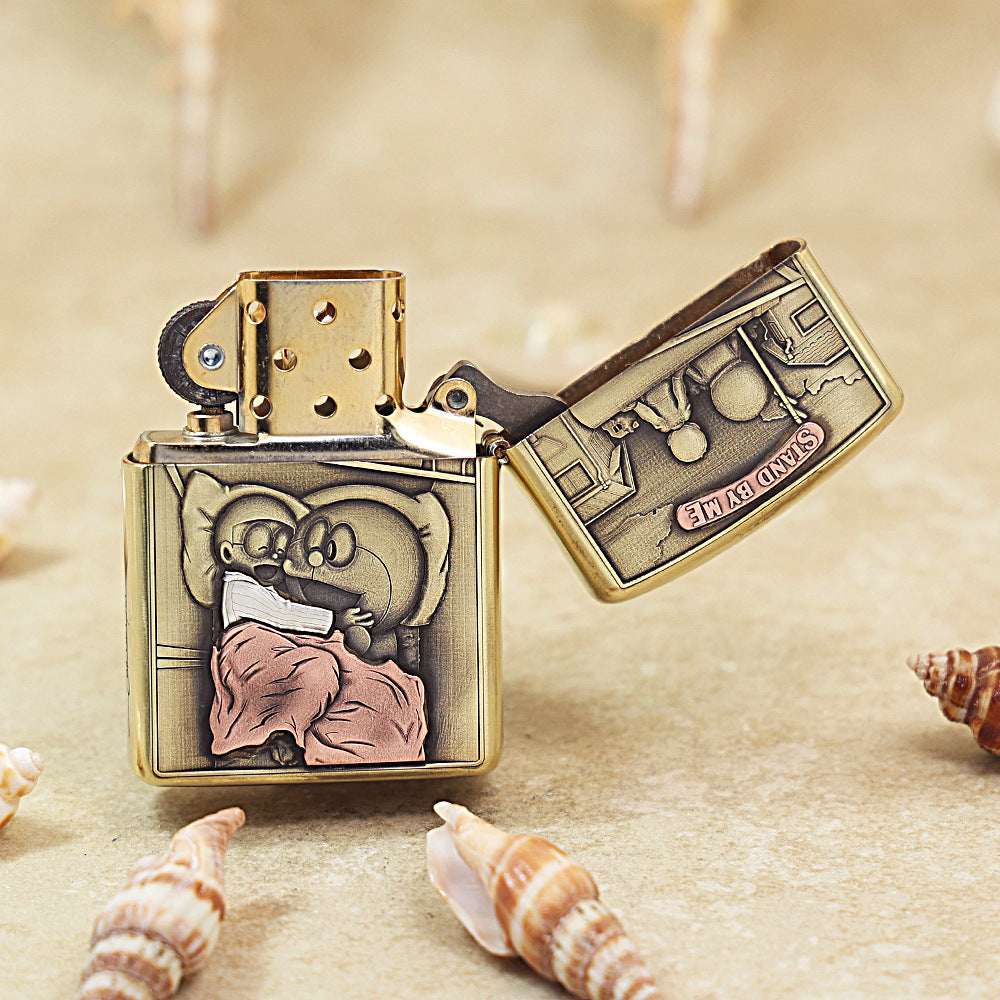 Zippo Heavy-duty Premium Shine Bronze 'Doraemon & Nobita' - CC26
