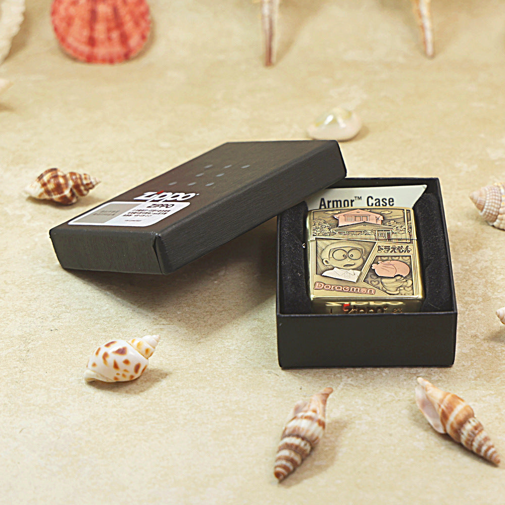 Zippo Heavy-duty Premium Shine Bronze 'Doraemon & Nobita' - CC26