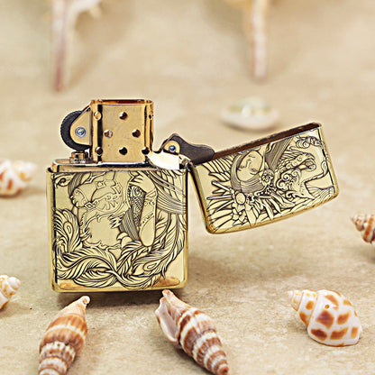 Zippo Heavy-duty Premium Shine Bronze Serpent Maiden Fantasy - CC73