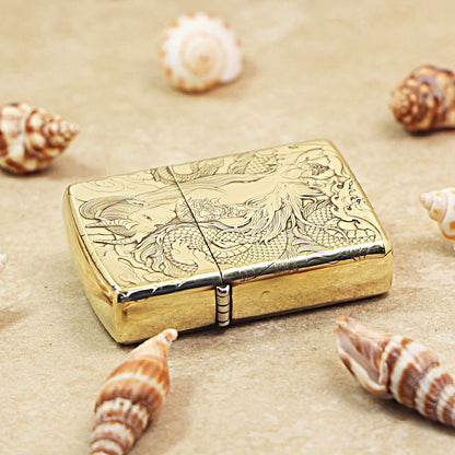 Zippo Heavy-duty Premium Shine Bronze Serpent Maiden Fantasy - CC73