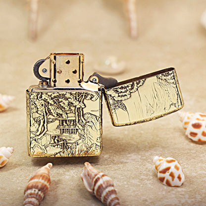 Zippo Heavy-duty Premium Shine Bronze Eagle Emperor Landscape Painting - CC80