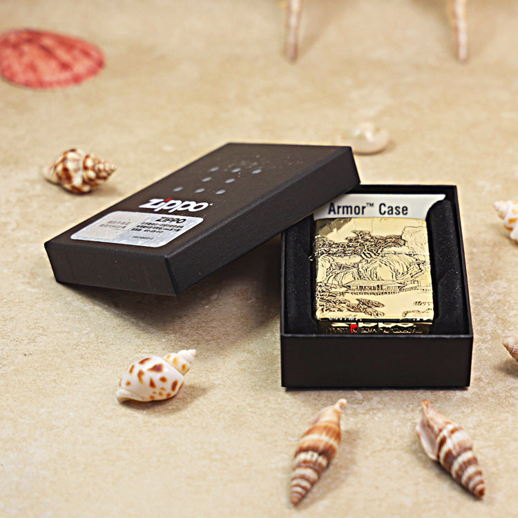Zippo Heavy-duty Premium Shine Bronze Eagle Emperor Landscape Painting - CC80