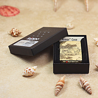 Zippo Heavy-duty Premium Shine Bronze Eagle Emperor Landscape Painting - CC80