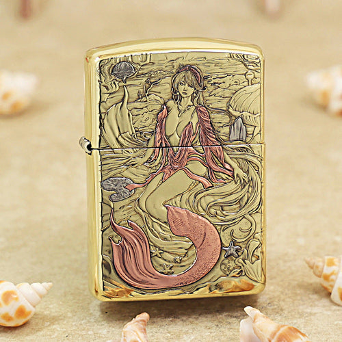 Zippo Heavy-duty Premium Shine Bronze Enchanted Mermaid - CC83
