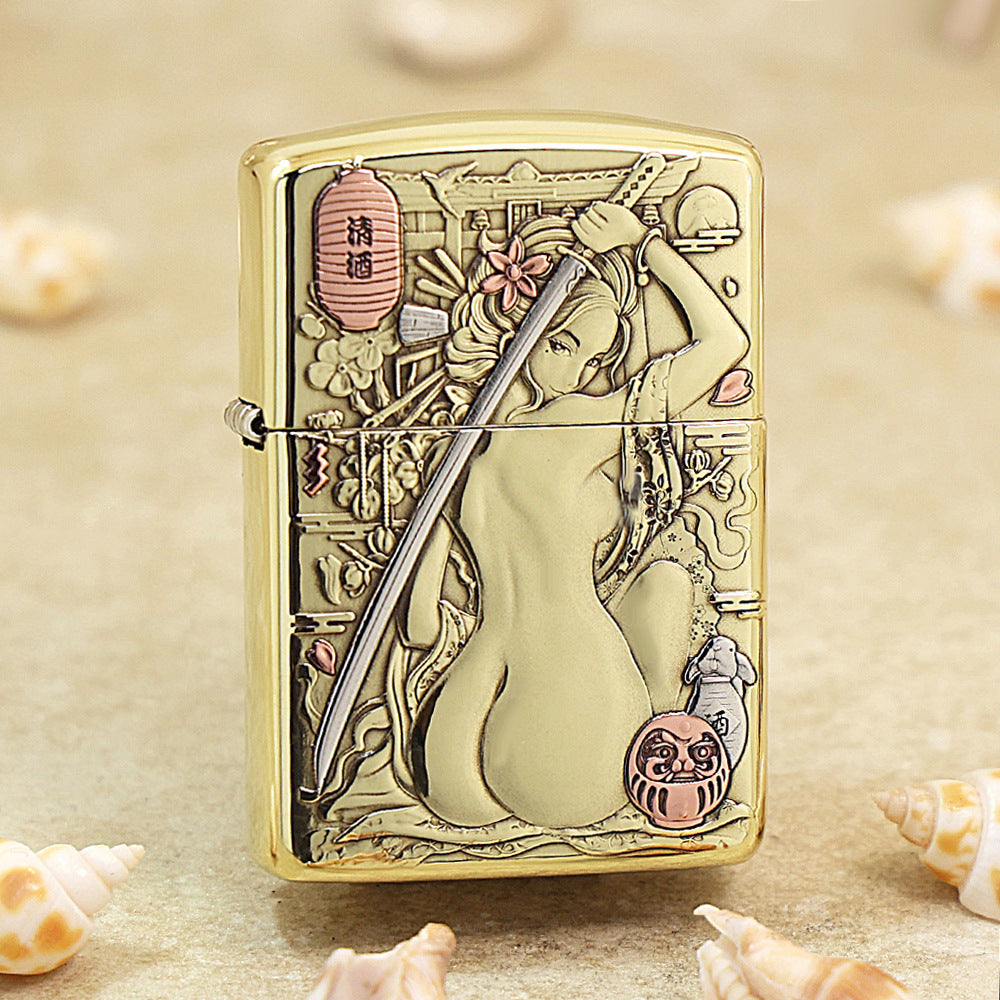 Zippo Heavy-duty Premium Shine Bronze Geisha Katana - CC62