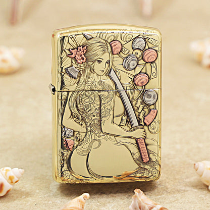 Zippo Heavy-duty Premium Shine Bronze 'Katana Ronin' - CC04