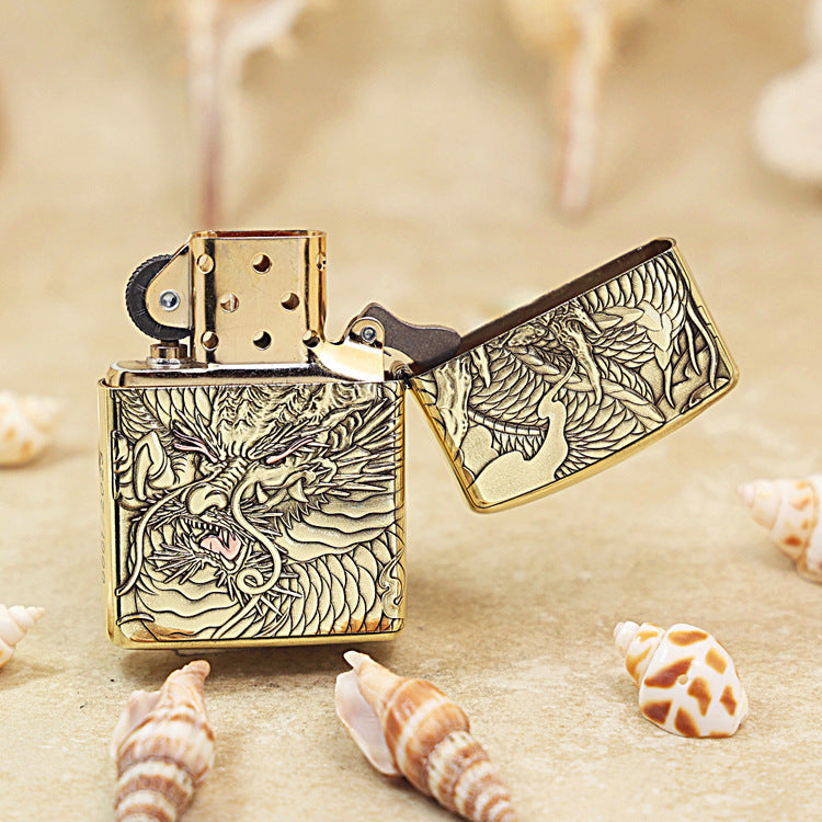 Zippo Heavy-duty Premium Shine Bronze Koi Leaps Serpent Gate - CC95