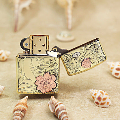 Zippo Heavy-duty Premium Shine Bronze 'Lotus Goddess' - CC20