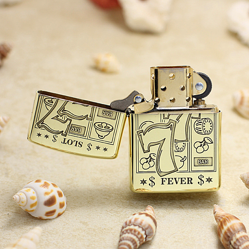 Zippo Heavy-duty Premium Shine Bronze 'Lucky 777 Slot Fever' - CC35