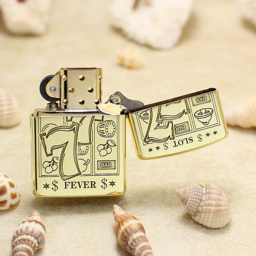 Zippo Heavy-duty Premium Shine Bronze 'Lucky 777 Slot Fever' - CC35