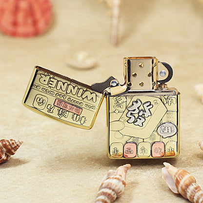 Zippo Heavy-duty Premium Shine Bronze 'Mahjong Winner' - CC24