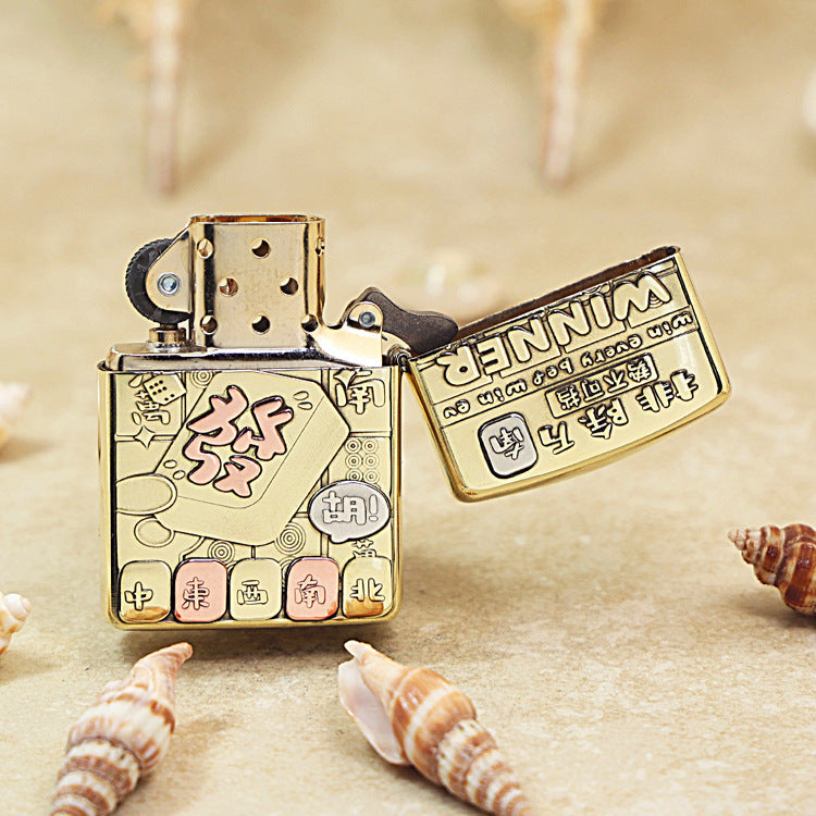 Zippo Heavy-duty Premium Shine Bronze 'Mahjong Winner' - CC24