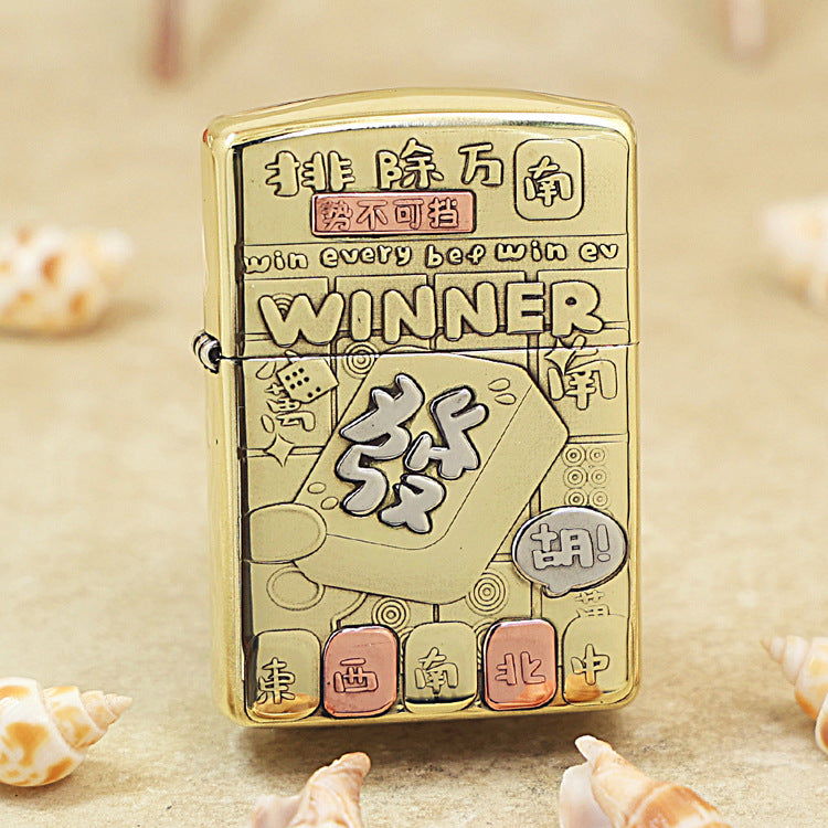 Zippo Heavy-duty Premium Shine Bronze 'Mahjong Winner' - CC24