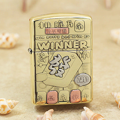 Zippo Heavy-duty Premium Shine Bronze 'Mahjong Winner' - CC24