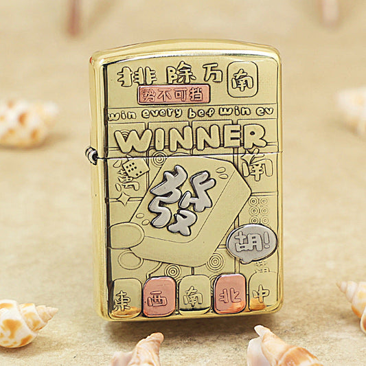 Zippo Heavy-duty Premium Shine Bronze 'Mahjong Winner' - CC24
