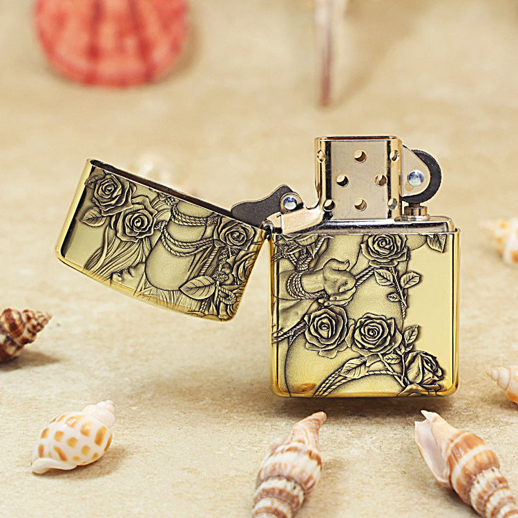 Zippo Heavy-duty Premium Shine Bronze Rose Fetters - CC84