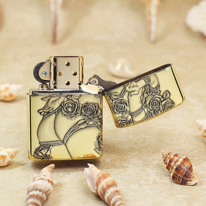 Zippo Heavy-duty Premium Shine Bronze Rose Fetters - CC84
