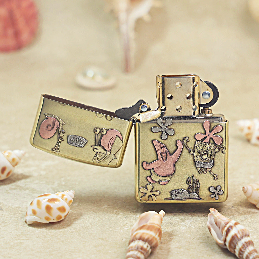 Zippo Heavy-duty Premium Shine Bronze 'SpongeBob and Friends' - CC19
