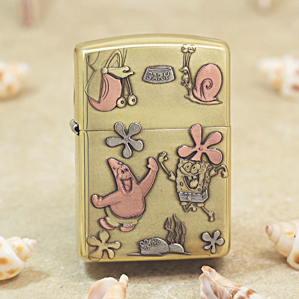 Zippo Heavy-duty Premium Shine Bronze 'SpongeBob and Friends' - CC19