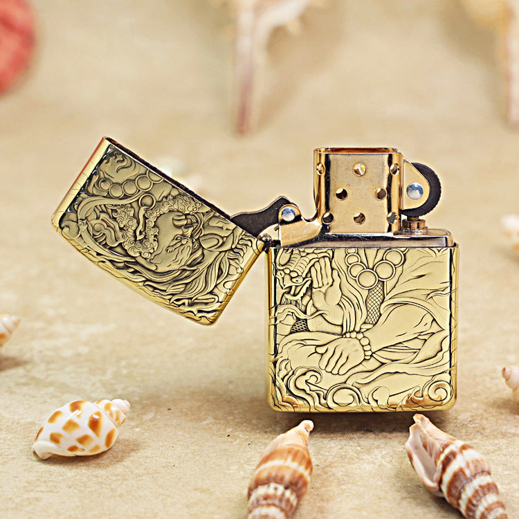 Zippo Heavy-duty Premium Shine Bronze Taming Tiger Arhat - CC71