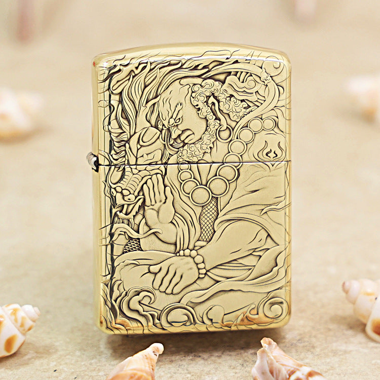 Zippo Heavy-duty Premium Shine Bronze Taming Tiger Arhat - CC71