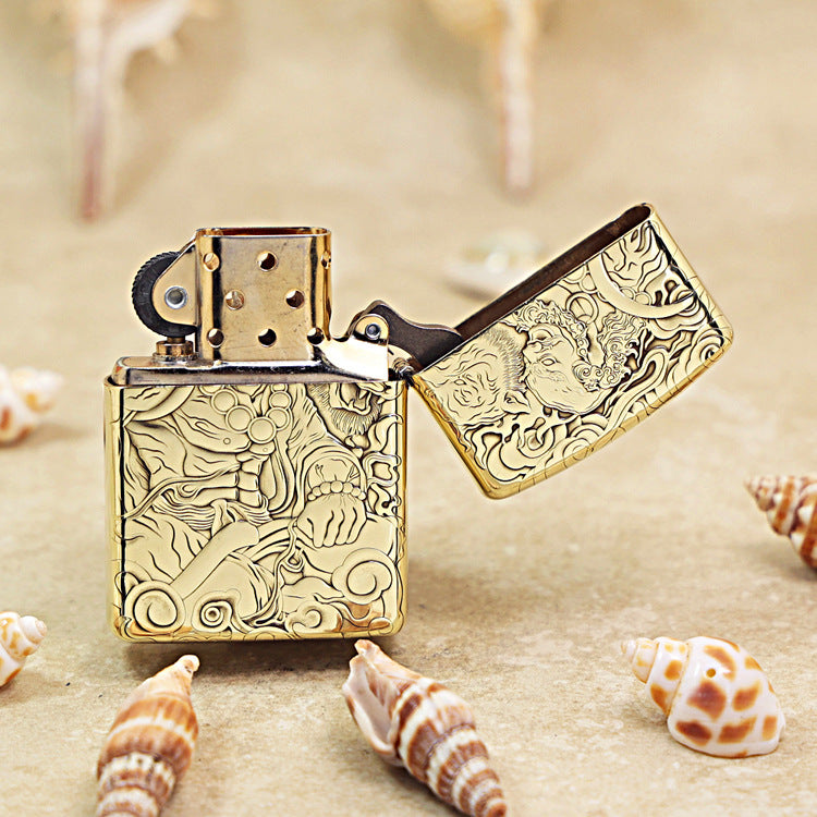 Zippo Heavy-duty Premium Shine Bronze Taming Tiger Arhat - CC71
