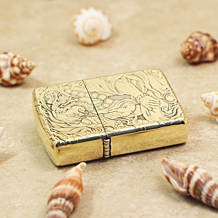 Zippo Heavy-duty Premium Shine Bronze Taming Tiger Arhat - CC71