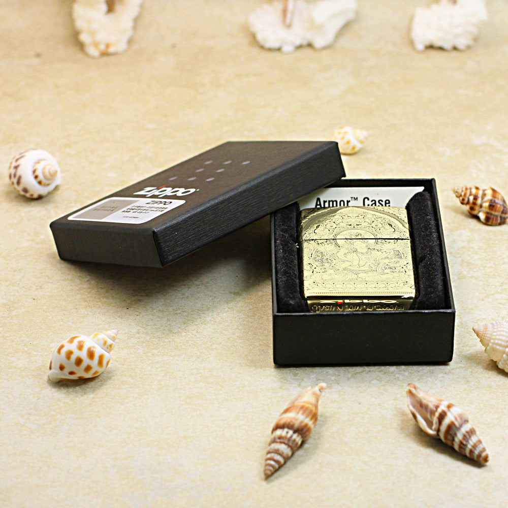 Zippo Heavy-duty Premium Shine Bronze 'White Tara Bodhisattva' - CC39