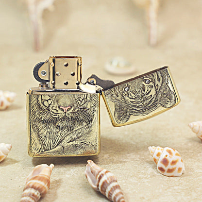 Zippo Heavy-duty Premium Shine Bronze White Tiger - CC63