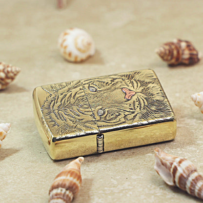 Zippo Heavy-duty Premium Shine Bronze White Tiger - CC63