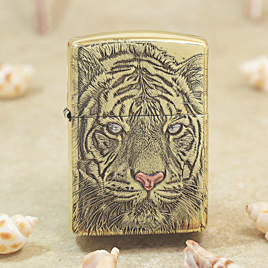 Zippo Heavy-duty Premium Shine Bronze White Tiger - CC63