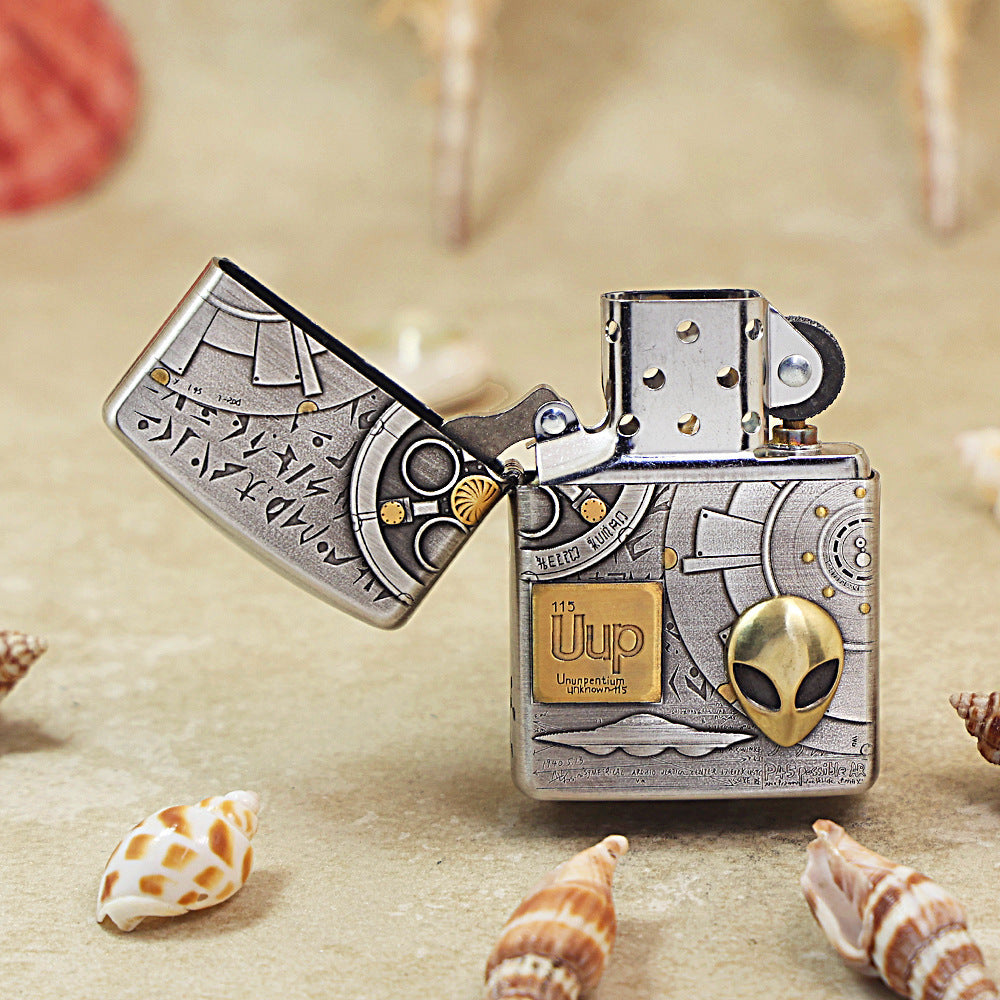 Zippo Heavy-duty Smoked Steel 'Alien Tech' Medallion - DS133