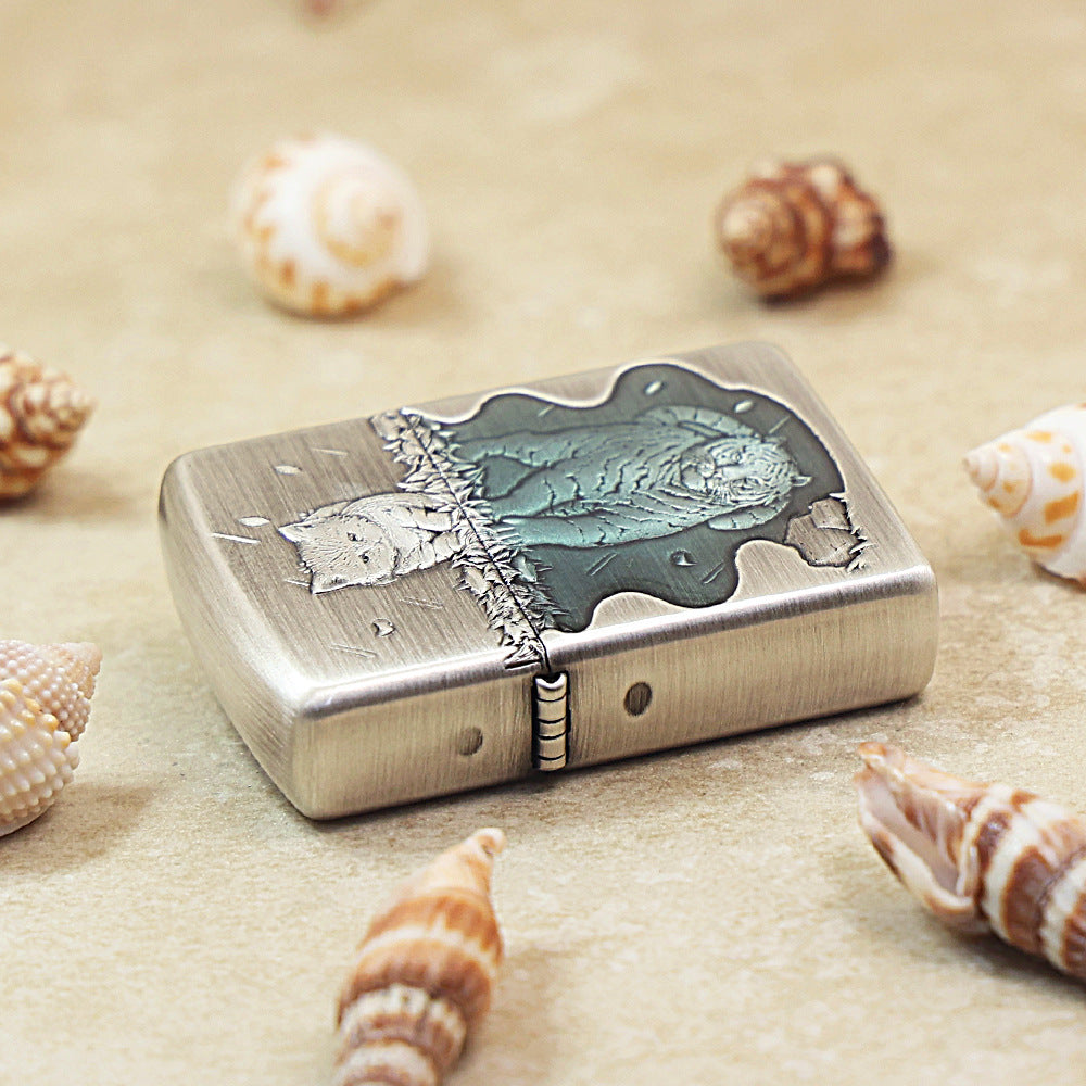 Zippo Heavy-duty Smoked Steel 'Heart Has a Fierce Tiger' - DS144