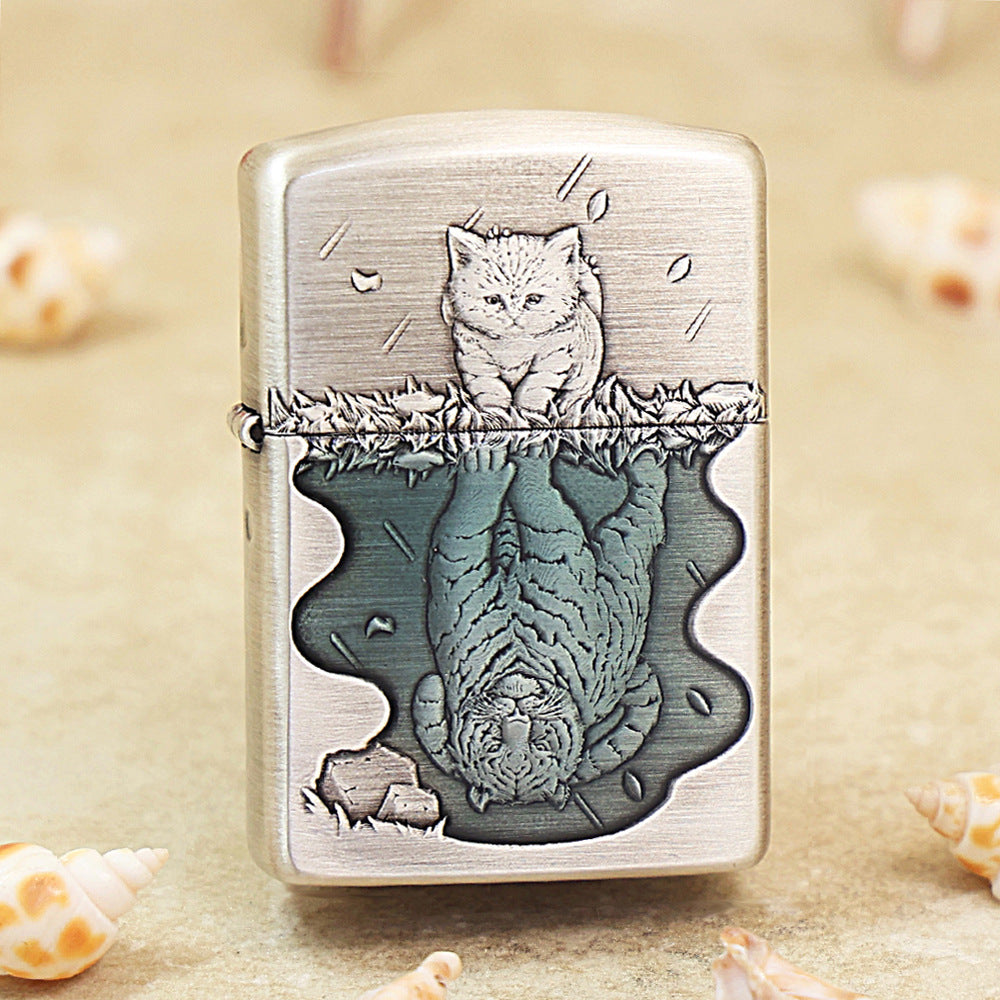 Zippo Heavy-duty Smoked Steel 'Heart Has a Fierce Tiger' - DS144