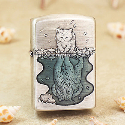 Zippo Heavy-duty Smoked Steel 'Heart Has a Fierce Tiger' - DS144