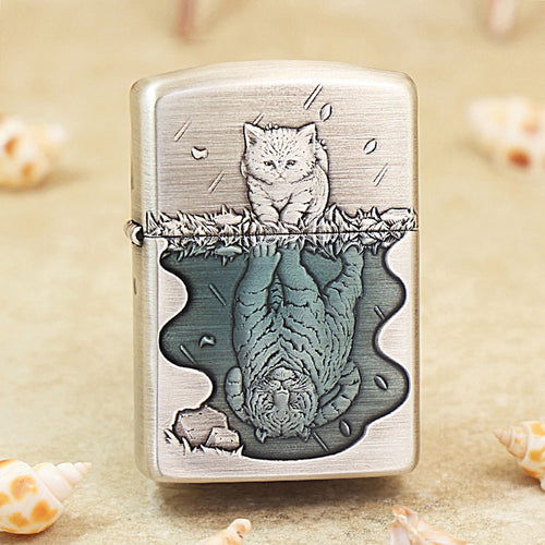 Zippo Heavy-duty Smoked Steel 'Heart Has a Fierce Tiger' - DS144