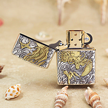 Zippo 'Auspicious Dragon' Intricate Carve Two-Finish - DS115