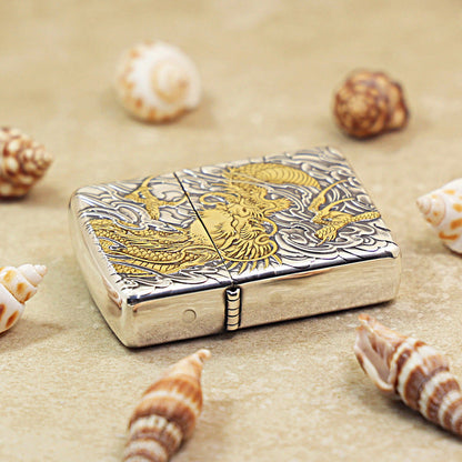 Zippo 'Auspicious Dragon' Intricate Carve Two-Finish - DS115