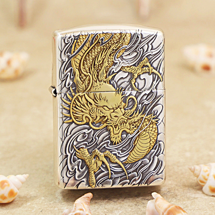 Zippo 'Auspicious Dragon' Intricate Carve Two-Finish - DS115