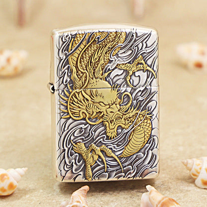 Zippo 'Auspicious Dragon' Intricate Carve Two-Finish - DS115