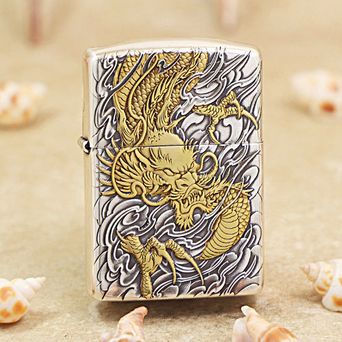 Zippo 'Auspicious Dragon' Intricate Carve Two-Finish - DS115