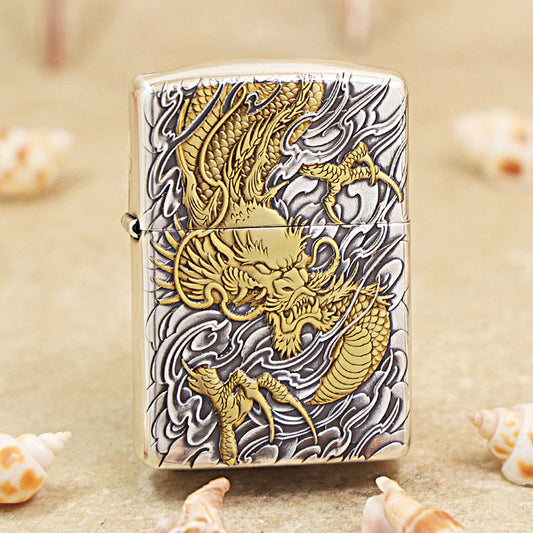 Zippo 'Auspicious Dragon' Intricate Carve Two-Finish - DS115