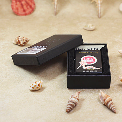 Zippo Obsidian Matte Hue Decorated Lucky Strike Pin-Up Maiden - CS19