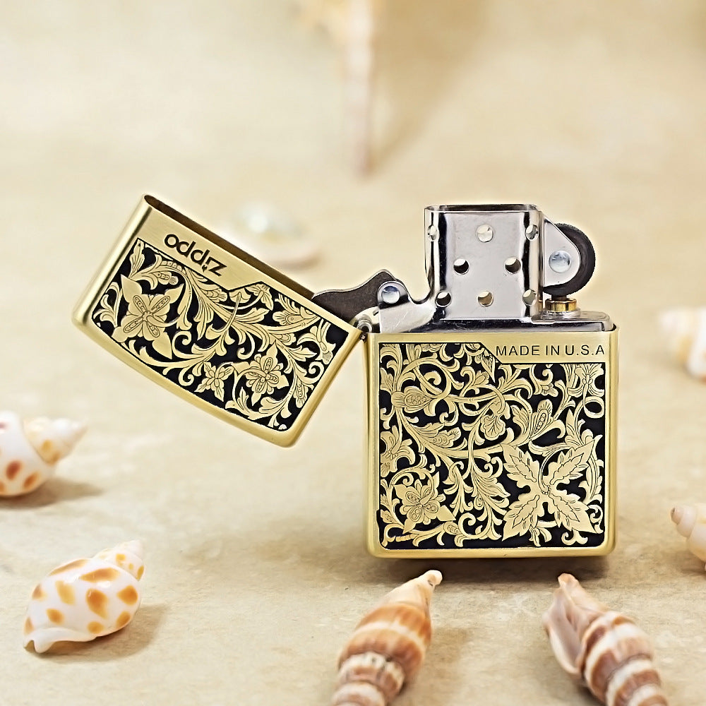 Zippo Obsidian & Gold 3d-embossed Lush Botanical and Butterfly - CS13