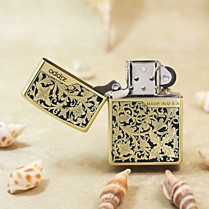 Zippo Obsidian & Gold 3d-embossed Lush Botanical and Butterfly - CS13