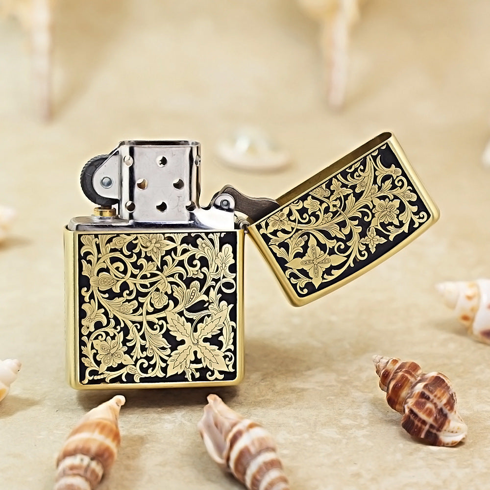 Zippo Obsidian & Gold 3d-embossed Lush Botanical and Butterfly - CS13