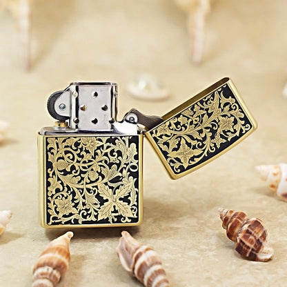 Zippo Obsidian & Gold 3d-embossed Lush Botanical and Butterfly - CS13