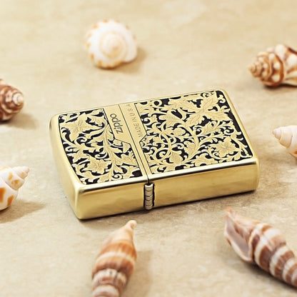 Zippo Obsidian & Gold 3d-embossed Lush Botanical and Butterfly - CS13