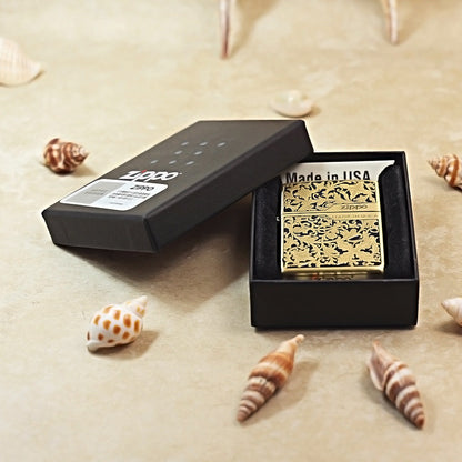 Zippo Obsidian & Gold 3d-embossed Lush Botanical and Butterfly - CS13